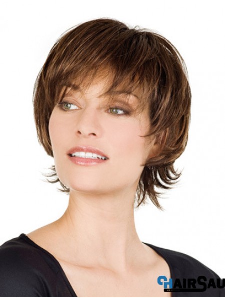 Monofilament Human Hair Wigs Sale Lace With Bangs Front Short Length