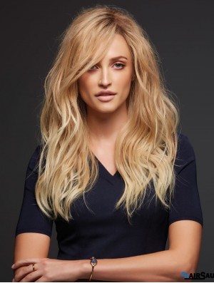 Remy Monofilament Wigs 100% Hand Tied Blonde Wavy