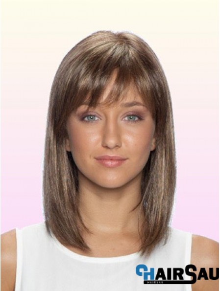 Glueless Human Hair Lace Front Wigs With Bangs