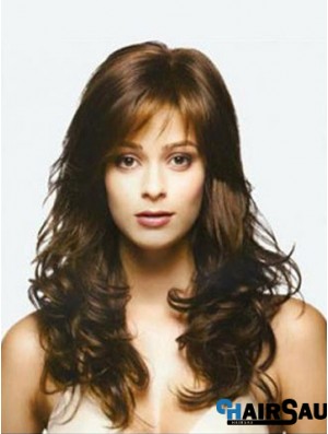 Brown Long Wavy Human Hair Lace Wigs Sale