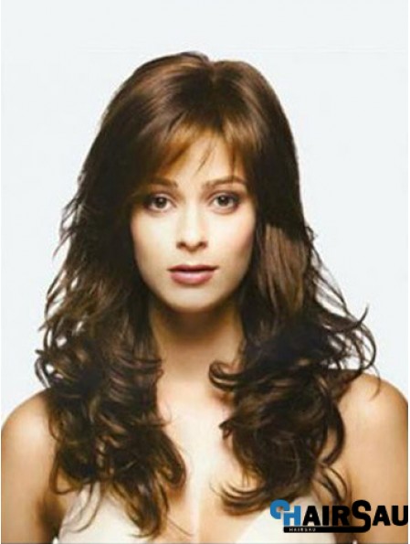 Brown Long Wavy Human Hair Lace Wigs Sale