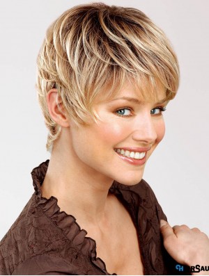 Blonde Wig True 100% Hand Tied Short Length Straight Style