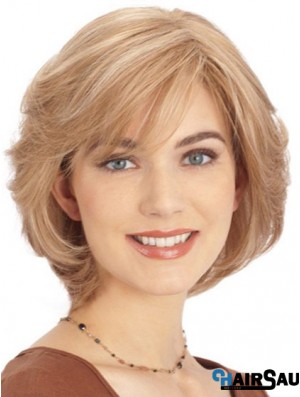 Human Hair Lace Front Monofilament Top Wigs Blonde Color Chin Length