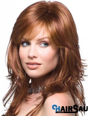 Layered Comfortable Wavy Auburn Long Synthetic Wigs