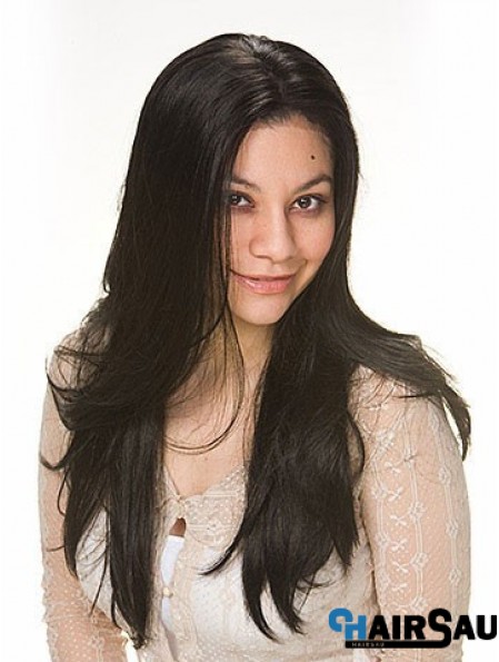 Black Human Hair Wig With Capless Blac Color Straight Style