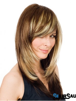 16 inch Blonde Long Layered Wavy Comfortable Lace Wigs