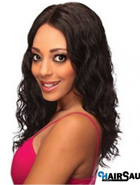 Human Lace Front Wigs Black Color Shoulder Length Wavy Style