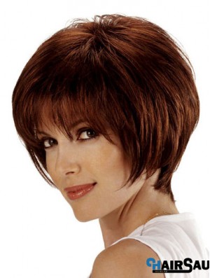 Human Hair Bob Wigs Chin Length Auburn