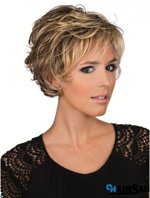 Human Hair Brown Wigs Cropped Layered Cut