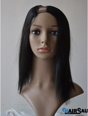 14 inch Lace Front Straight Black Ideal U Part Wigs