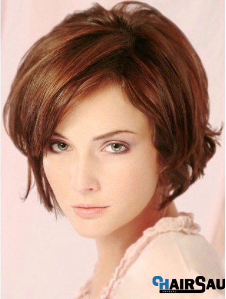 Auburn Short Cheap Wavy Layered Lace Wigs