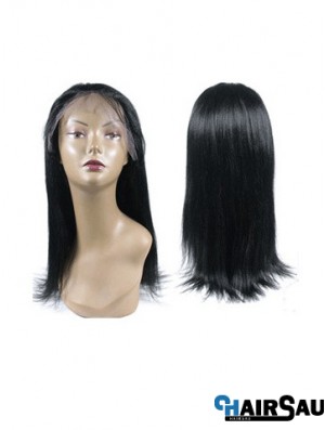 Black Full Lace Straight Long Hand Tied Human Hair Wigs