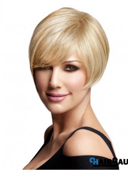 Cheap Bob Wigs Remy Human Full Lace Chin Length Blonde Color