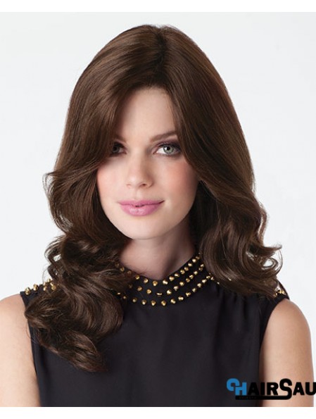 Natural Wigs Brown Color Long Length Wavy Style With Capless