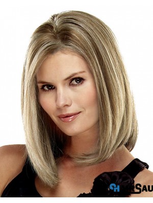 Straight Shoulder Length Blonde 14 inch Lace Front Online Bob Wigs