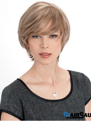 Monofilament Straight Layered Chin Length 8 inch Discount Human Hair Wigs