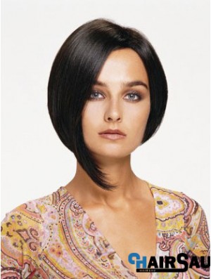 Lace Front Chin Length Straight Black Affordable Bob Wigs