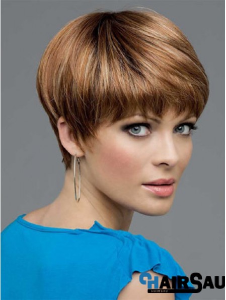 Brown Cropped Straight Boycuts Lace Front Wigs Cheap