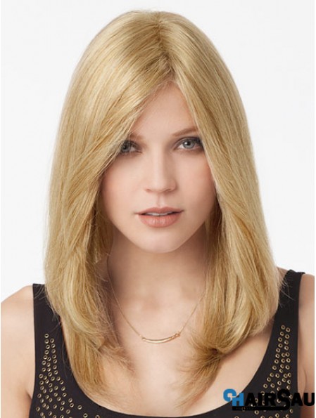 Blonde Long Great Straight Without Bangs Lace Wigs