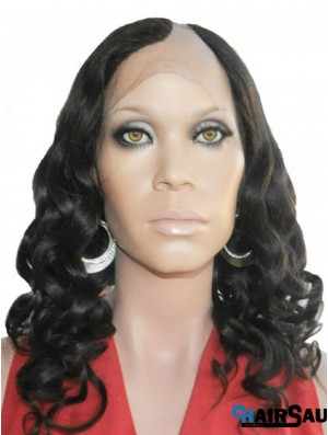 18 inch Lace Front Curly Black Perfect U Part Wigs