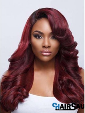 Wavy With Bangs Lace Front Fashionable 22 inch Red Long Wigs