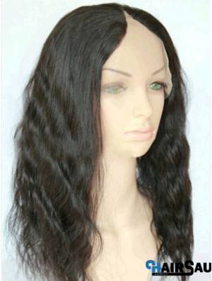 16 inch Lace Front Wavy Black Suitable U Part Wigs