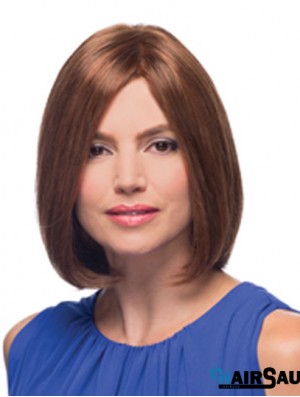 Chin Length Auburn Bobs Straight Cheap Monofilament Human Wigs