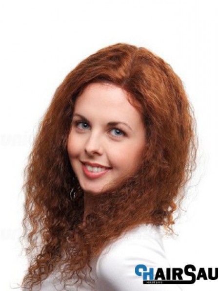 Curly Auburn Remy Human 100% Hand Tied Mono Wigs