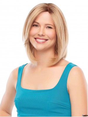 Chin Length Straight Bobs Blonde Comfortable 100% Hand-tied Wigs