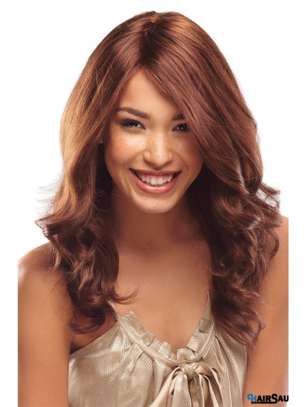 Wavy Without Bangs Monofilament Auburn Trendy Long Wigs