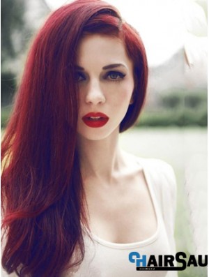 Straight Without Bangs Lace Front Trendy 20 inch Red Long Wigs