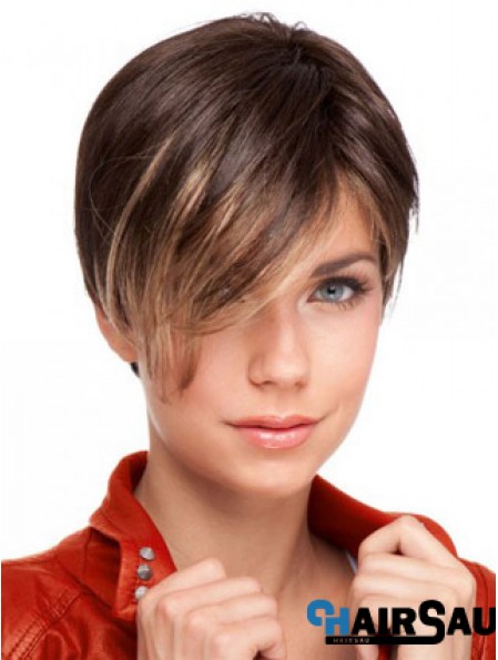 Auburn Cropped Designed Straight Boycuts Lace Wigs