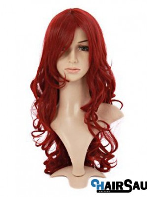 Wavy With Bangs Lace Front Style 20 inch Red Long Wigs