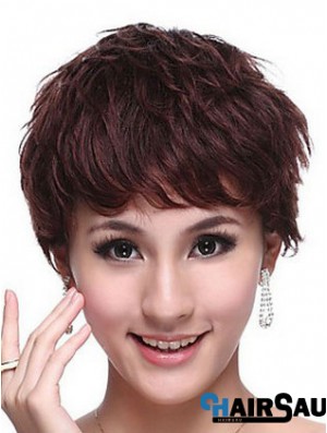 Capless Wavy Boycuts Cropped Trendy Human Hair Wigs