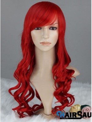 Wavy With Bangs Lace Front Discount 22 inch Red Long Wigs