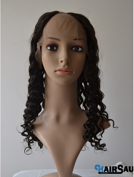 18 inch Lace Front Curly Black Fashionable U Part Wigs