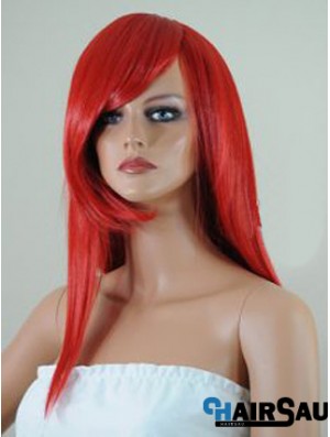 Straight With Bangs Lace Front Affordable 18 inch Red Long Wigs