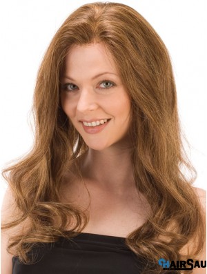 Without Bangs Affordable Wavy Auburn Long Human Hair Lace Front Wigs