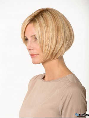 Lace Front Straight Bobs 8 inch Blonde Chin Length Real Human Hair Wigs