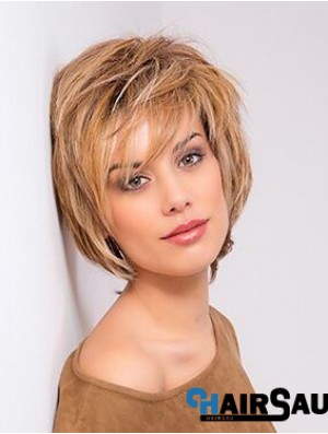 Blonde Monofilament Straight Bobs 10 inch Copper Chin Length Human Hair Lace Front Wigs