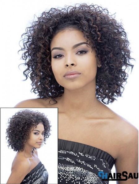 Brown Curly Synthetic Medium Wigs For Women