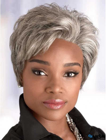 Short Synthetic Straight Elderly Lady Wigs