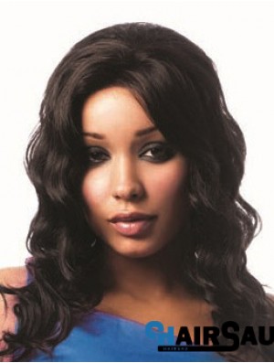 Long Black Wavy Without Bangs Comfortable African American Wigs