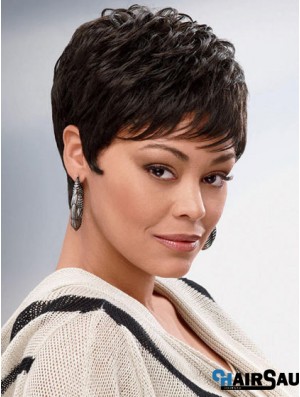 Brown Cropped Synthetic Wavy Capless Wigs For African American