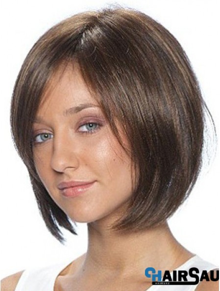 Lace Front Brown Chin Length Bobs Straight African American Wig