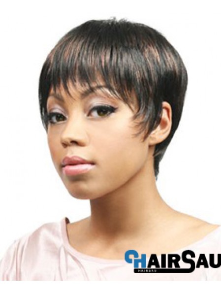 African Hair Wigs Boycuts Cropped Length Straight Style With Capless