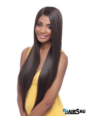 Long Yaki Without Bangs Trendy Brown Lace Front Wigs