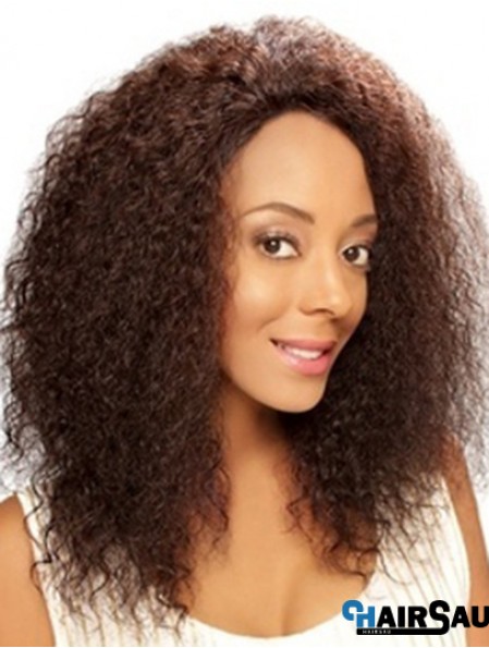 14 inch Brown Shoulder Length Without Bangs Curly Sleek Lace Wigs