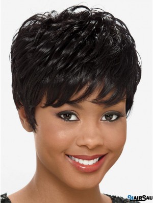 Short Black Straight Layered Popular African American Wigs