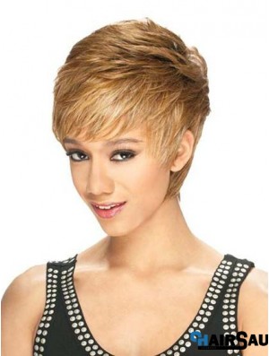 Designed Cropped Straight 8 inch Synthetic Glueless Lace Front Wigs